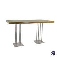 Palissander statafel lang, met RVS Quatro onderstel Palissander statafel lang, met RVS Quatro onderstel