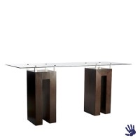 Taupe statafel lang, met frosted glasplaat Taupe statafel lang, met frosted glasplaat