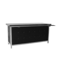 Knopenbuffet zwart, met RVS blad en dienbladrail Knopenbuffet zwart, met RVS blad en dienbladrail