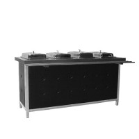 Knopenbuffet zwart, met 4 chafingdishes 1/1 GN, met dienbladrail