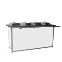 Buffet wit kunststof, met 4 chafingdishes 1/1 GN, met dienbladrail