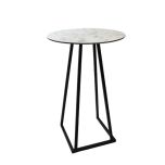 Amélie statafel - rond, wit marmerblad met zwart alu onderstel