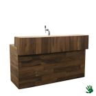 Palissander buffet / bar, met tapzuil, aluminium blad en opzetstuk