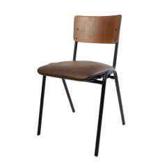 Stoel Raw, met bruin lederen zitting 