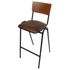 Stoel Raw, met bruin lederen zitting 