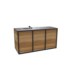 Stoel Raw, met bruin lederen zitting 