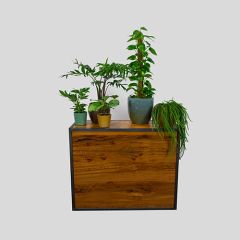 Stoel Raw, met bruin lederen zitting 