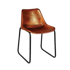 Stoel Raw, met bruin lederen zitting 