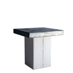 Stoel Raw, met bruin lederen zitting 