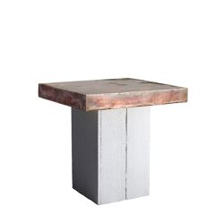 Stoel Raw, met bruin lederen zitting 