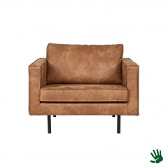 Stoel Raw, met bruin lederen zitting 