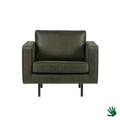 Stoel Raw, met bruin lederen zitting 