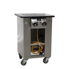 Stoel Raw, met bruin lederen zitting 