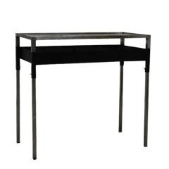 Stoel Raw, met bruin lederen zitting 