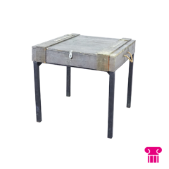 Stoel Raw, met bruin lederen zitting 