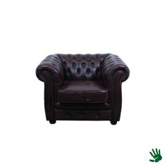 Stoel Raw, met bruin lederen zitting 