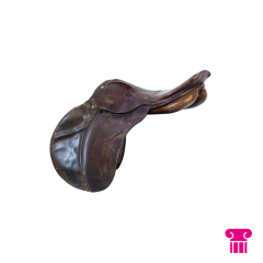 Stoel Raw, met bruin lederen zitting 