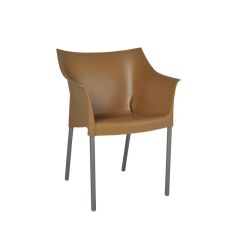 Stoel Raw, met bruin lederen zitting 